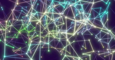 Plexus of abstract blue geometrical lines with moving triangles and dots Stock Footage 172077188