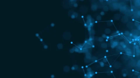 Plexus abstract futuristic blue technology background. 3D rendering Stock Footage 132104008
