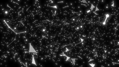Plexus of abstract geometrical lines with moving triangles and dots on a black Stock Footage 111898030