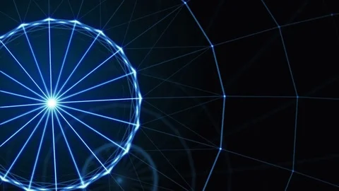 Plexus of abstract lines, triangles and dots. Ferris wheel. Loop animations Stock Footage 73822419