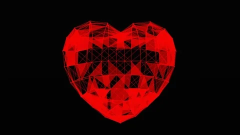 Plexus of abstract lines, triangles and dots. Heart, love. Loop animations Stock Footage 73822575