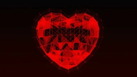 Plexus of abstract lines, triangles and dots. Heart, love Stock Footage 73823010