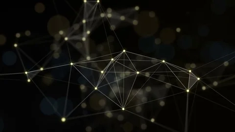 Plexus of abstract lines, triangles and dots. Gold background. Loop animations. Stock Footage 77412269