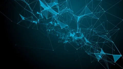 Plexus of abstract lines, triangles and dots. Starry sky, space. Видео 82525102