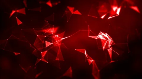 Plexus of abstract lines, triangles and dots. 4K Loop animations. Red 스톡 동영상 107521574