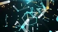 Plexus Of Abstract Neon And Gold Geometrical Lines With Moving Triangles And  Stock Footage