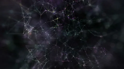 Plexus of abstract neon and soft pink geometrical lines with moving triangles Stock Footage 114750302