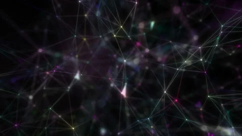Plexus of abstract neon geometrical lines with moving triangles and dots on a Stock Footage 115571862