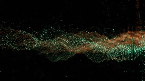 Plexus of abstract orange and green dots Stock Illustration