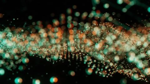 Plexus of abstract orange and green dots Stock Illustration