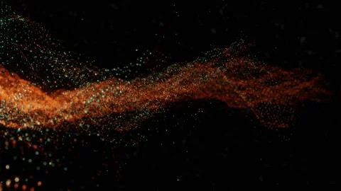 Plexus of abstract orange and green dots Illustrazione stock