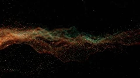 Plexus of abstract orange and green dots Illustrazione stock
