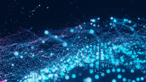 Plexus of abstract red and blue dots Stock Illustration