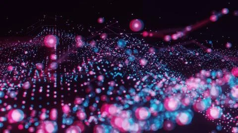 Plexus of abstract red and blue dots Stock Illustration