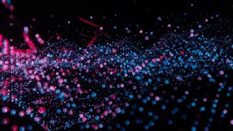 Plexus of abstract red and blue dots Stock-Illustration