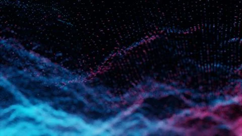 Plexus of abstract red and blue dots Illustrazione stock
