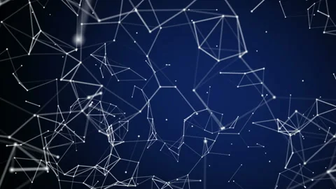 Plexus of abstract white lines, triangles and dots on blue background Stock Footage 98419170