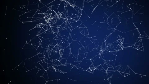 Plexus of abstract white lines, triangles and dots on blue background Stock Footage 98419398