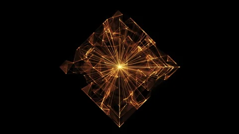 Plexus AI technology cube from animated lines and dots. FUI, HUD. Big data,.. Video stock 343174746
