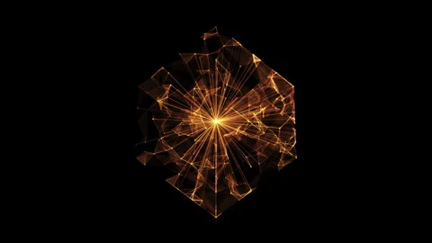 Plexus AI technology cube from animated lines and dots. FUI, HUD. Big data,.. Video stock 345009191