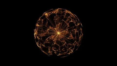 Plexus AI technology sphere from animated lines and dots. FUI, HUD. Big dat.. Stock Footage 311285561