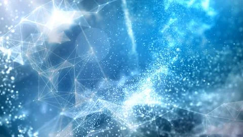 Plexus and Particles in Blue Atmosphere Background Stock Illustration