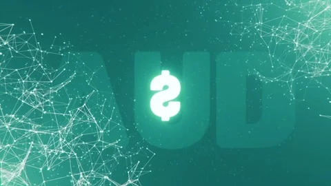 Plexus of AUD currency symbols. Rotating Australian Dollar glowing neon sign Stock Footage 266440464