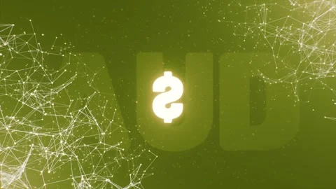 Plexus of AUD currency symbols. Rotating Australian Dollar glowing green neon Stock Footage 324511637