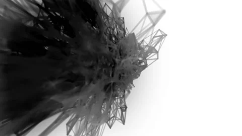 Plexus Black Explosion System Low Poly Loop Motion Abstraction Stock Footage 100654797