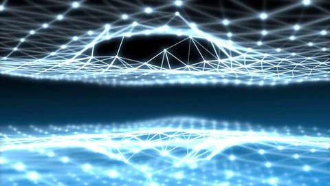 Plexus blue double field revolving and being intersected by a sphere Video stock 78564555