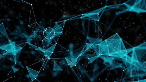 Plexus blue lines, dots, polygons and hud elements in smooth organic slow motion Vidéo 80986484