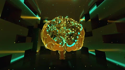 Plexus Brain in green as a VJ background Stock Footage 234121611