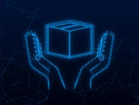 Plexus Carton parcel box in hands. Shipping delivery symbol. Gift box icon イラスト素材