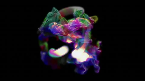 Plexus of colorful streams of particles , 3D animation, looping Stockbeeldmateriaal 65029062