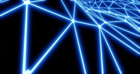 Plexus connection between points and lines in polygonal network of triangle.. Stock Footage 233641445