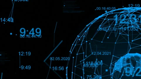 Plexus with digital numbers, diagrams, graphics and text. Abstract sphere Video stock 87275893