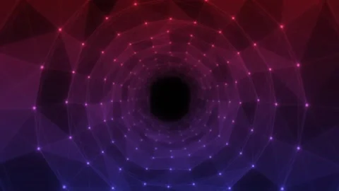 Plexus Digital Tunnel Animation. Lines And Dots Connection. Data Flow. Stock Footage 190485161