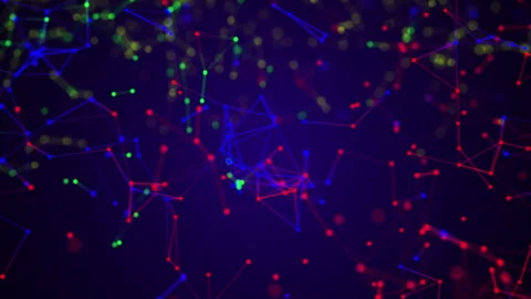 Plexus dof cosmic space lines dots seamless Technology abstract loop background Stock Footage 337553501