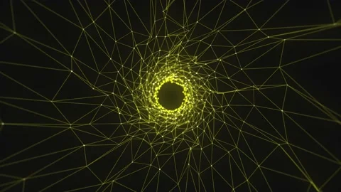 Plexus effect tunnel. Polygonal abstract, animation movement of triangles, Stock Footage 155382354