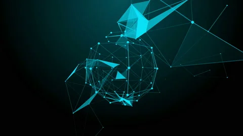 Plexus fantasy abstract technology. Abstract geometric background with moving Stockbeeldmateriaal 160807916