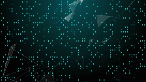 Plexus fantasy abstract technology. Grid, structure of numbers, digits zero and Stock Footage 162368447
