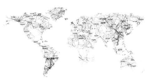 Plexus fantasy abstract technology. World map with node and line connection Stock Footage 152625023