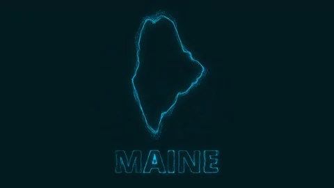 Plexus flat map showing the state of Maine from the United State of America on Stockbeeldmateriaal 171238001