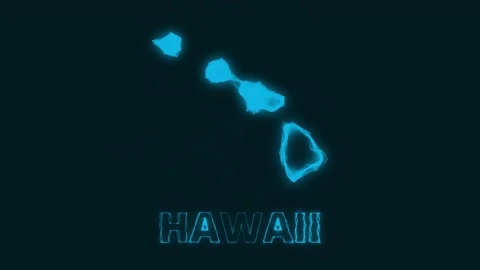 Plexus flat map showing the state of Hawaii from the United State of America on Stock Footage 171238638
