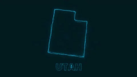Plexus flat map showing the state of Utah from the United State of America on Stock Footage 171238816