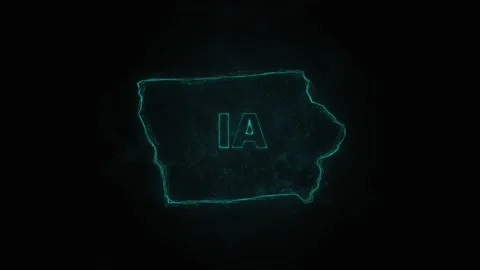 Plexus flat map showing the state of Iowa from the United State of America on Stock Footage 171239085