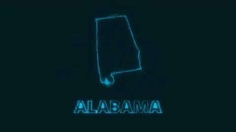 Plexus flat map showing the state of Alabama from the United State of America on Stock Footage 171239165