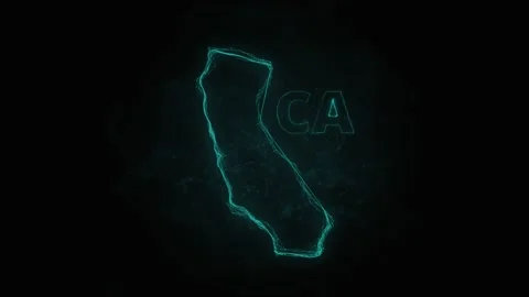 Plexus flat map showing the state of California from the United State of America Stock Footage 171239246