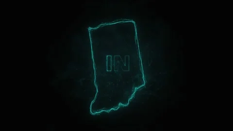 Plexus flat map showing the state of Indiana from the United State of America on Stock Footage 171239599