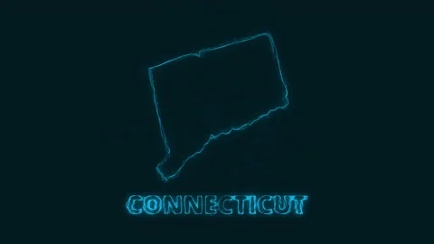 Plexus flat map showing the state of Connecticut from the United State of Stock Footage 171239866